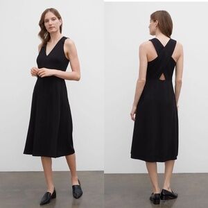 NEW Club Monaco Black V Neck Sleeveless Crossback Midi Dress Size 2